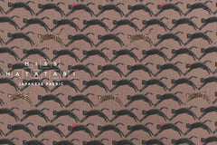 Japanese Fabric Neko Seigaiha Linen Blend - chocolate - 50cm