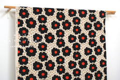 Japanese Fabric Pop Floral - black, red - 50cm
