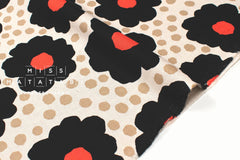 Japanese Fabric Pop Floral - black, red - 50cm