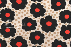 Japanese Fabric Pop Floral - black, red - 50cm