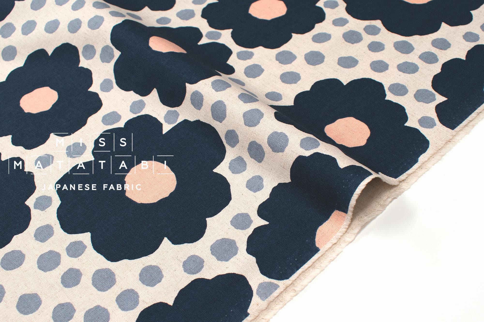 Japanese Fabric Pop Floral - blue - 50cm
