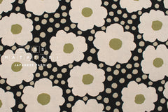 Japanese Fabric Pop Floral - green, black - 50cm