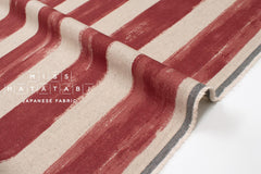 DEADSTOCK Japanese Fabric Mattina Di Vacanza Brushed Stripes - rust red - 50cm