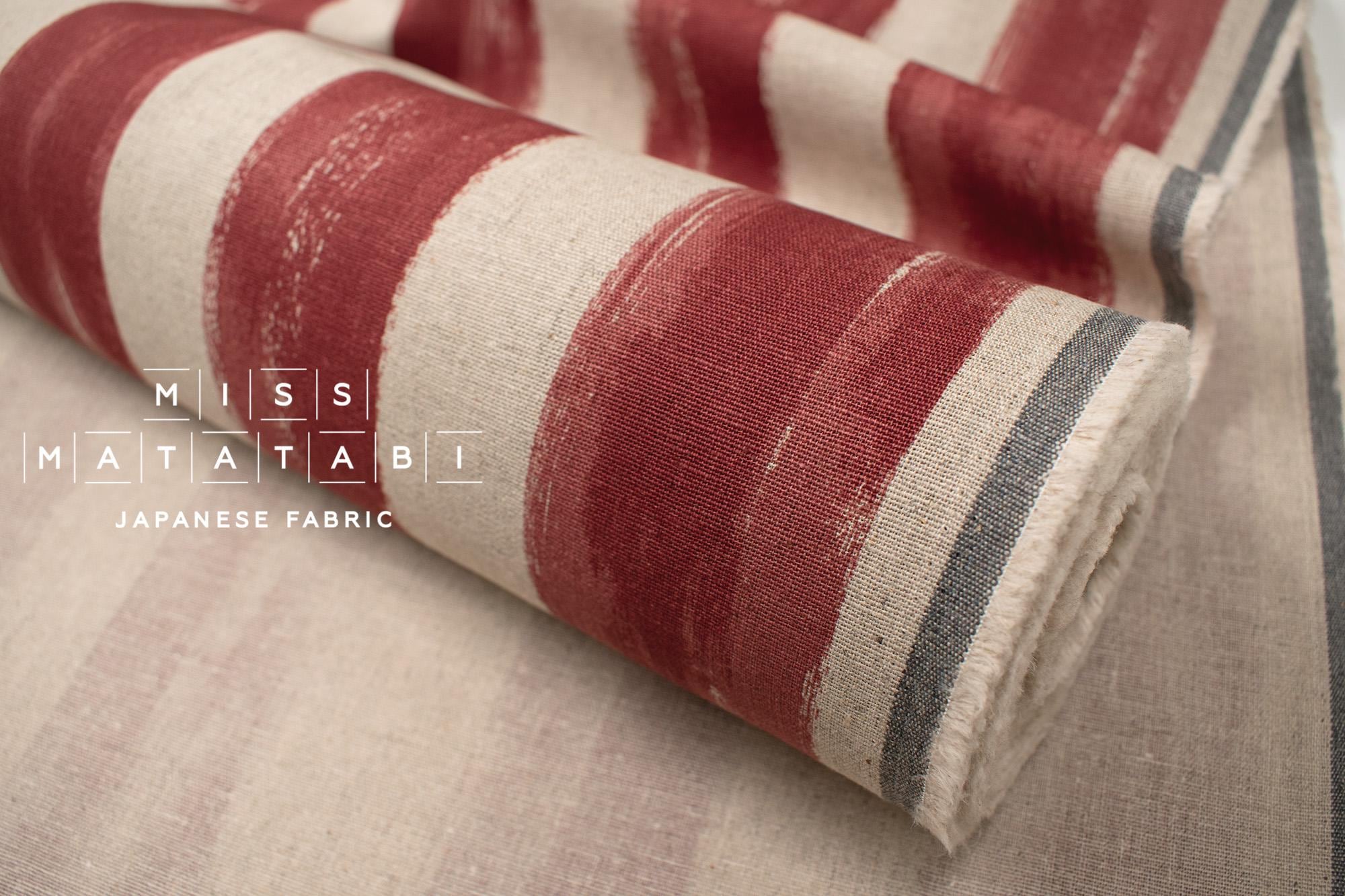 DEADSTOCK Japanese Fabric Mattina Di Vacanza Brushed Stripes - rust red - 50cm
