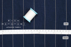 DEADSTOCK Japanese Fabric Linen Rayon Blend Stripes - navy blue - 50cm