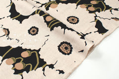 Japanese Fabric Poppies - black background - 50cm
