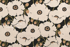 Japanese Fabric Poppies - black background - 50cm