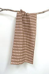 Shokunin Collection Hand-printed Chusen Japanese Tenugui Fabric - Dianthis 19 mocha, pink - panel