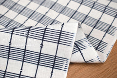 Shokunin Collection Hand-printed Chusen Japanese Tenugui Fabric - Bamboo Lattice 23 navy blue - panel