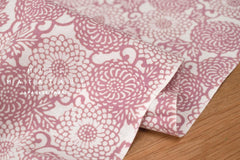 Shokunin Collection Hand-printed Chusen Japanese Tenugui Fabric - Chrysanthemum Arabesque 27 pink - panel