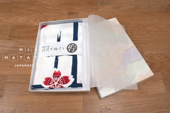 Shokunin Collection Hand-printed Chusen Japanese Tenugui Fabric - Sakura 31 red, blue - panel