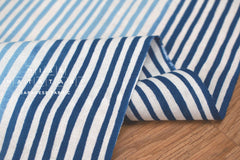 Shokunin Collection Hand-printed Chusen Japanese Tenugui Kazetsumugi Fabric - Ukiyo Stripes 44 blue - panel