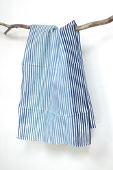 Shokunin Collection Hand-printed Chusen Japanese Tenugui Kazetsumugi Fabric - Ukiyo Stripes 44 blue - panel