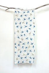 Shokunin Collection Hand-printed Chusen Japanese Tenugui Kazetsumugi Fabric - Tsubame 48 blue - panel