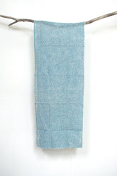 Shokunin Collection Hand-printed Chusen Japanese Tenugui Fabric - Mujina Chrysanthemum 33 blue - panel