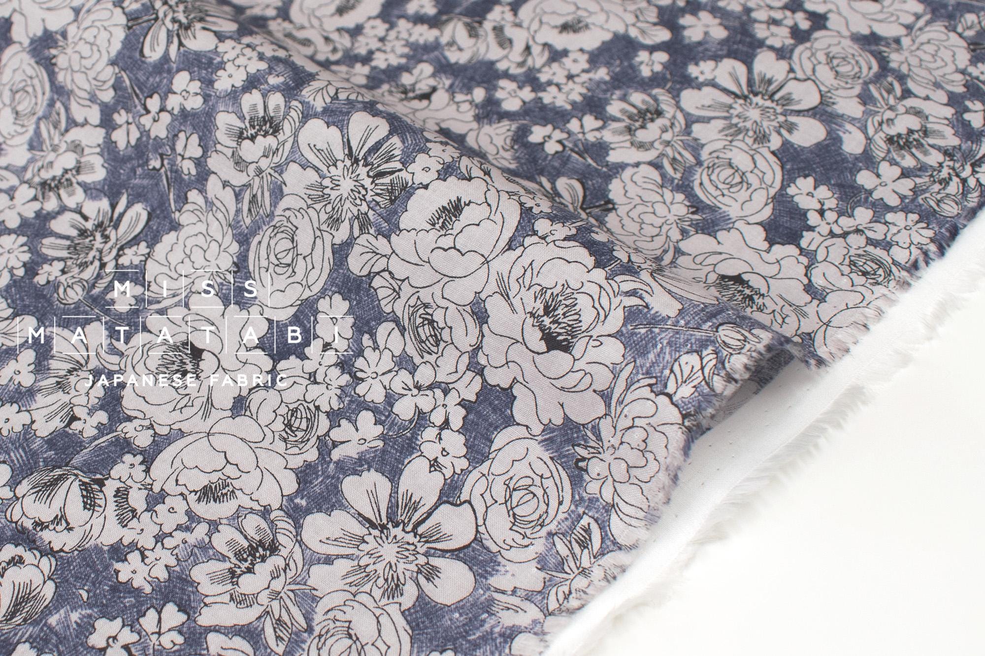 Japanese Fabric Celine - blue - 50cm