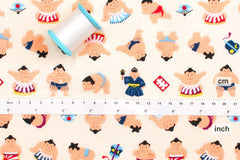 Japanese Fabric Little Sumo Wrestlers - cream - 50cm