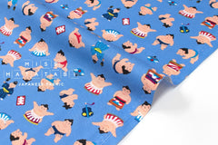Japanese Fabric Little Sumo Wrestlers - blue - 50cm