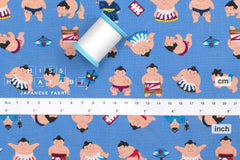 Japanese Fabric Little Sumo Wrestlers - blue - 50cm