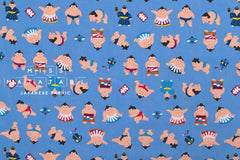 Japanese Fabric Little Sumo Wrestlers - blue - 50cm