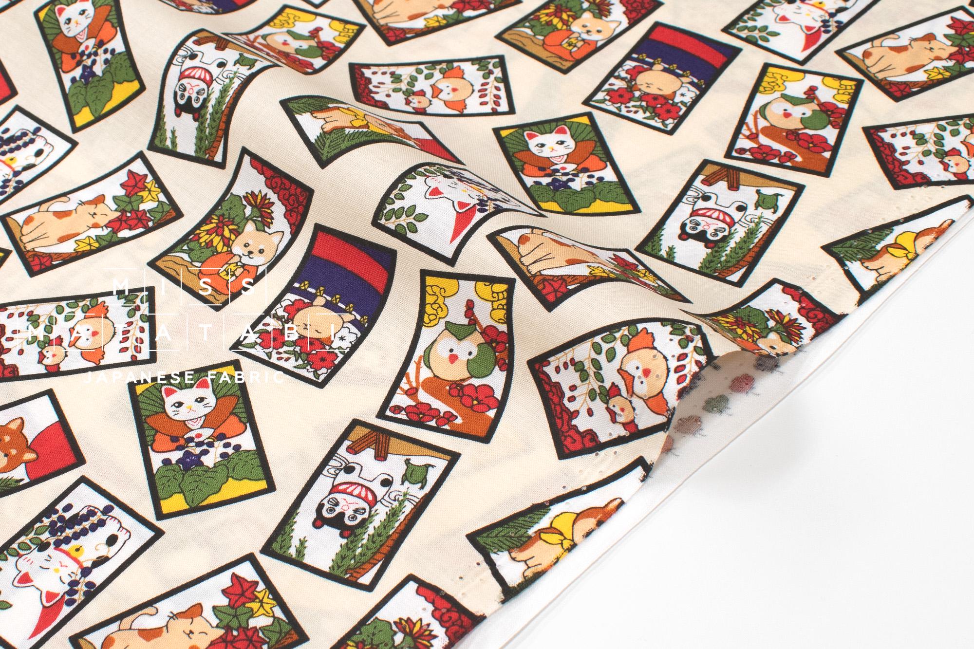 Japanese Fabric Hanafuda - beige - 50cm