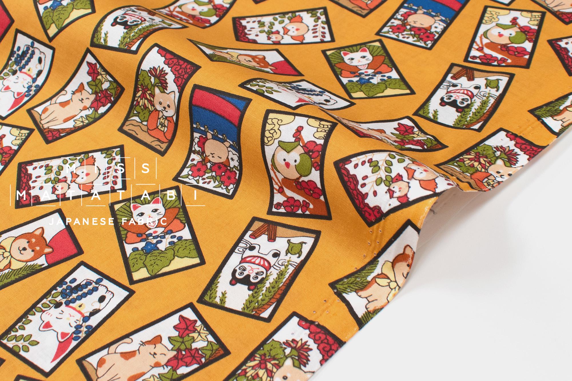 Japanese Fabric Hanafuda - yellow - 50cm