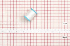 DEADSTOCK Japanese Fabric Yarn-dyed Linen Blend Shirting - red, cream - 50cm