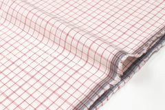 DEADSTOCK Japanese Fabric Yarn-dyed Linen Blend Shirting - red, cream - 50cm