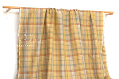 DEADSTOCK Japanese Fabric Linen Modal Cotton Plaid - mustard - 50cm