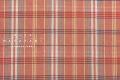 DEADSTOCK Japanese Fabric Linen Modal Cotton Plaid - vermilion - 50cm