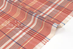 DEADSTOCK Japanese Fabric Linen Modal Cotton Plaid - vermilion - 50cm