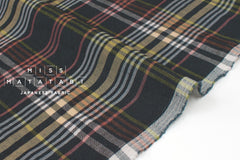 DEADSTOCK Japanese Fabric Linen Modal Cotton Plaid - dark green - 50cm