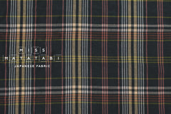 DEADSTOCK Japanese Fabric Linen Modal Cotton Plaid - dark green - 50cm