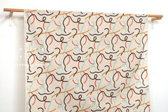 Japanese Fabric Yay Yay - aqua, orange, brown - 50cm