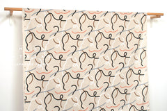 Japanese Fabric Yay Yay - peach, grey, black, white - 50cm