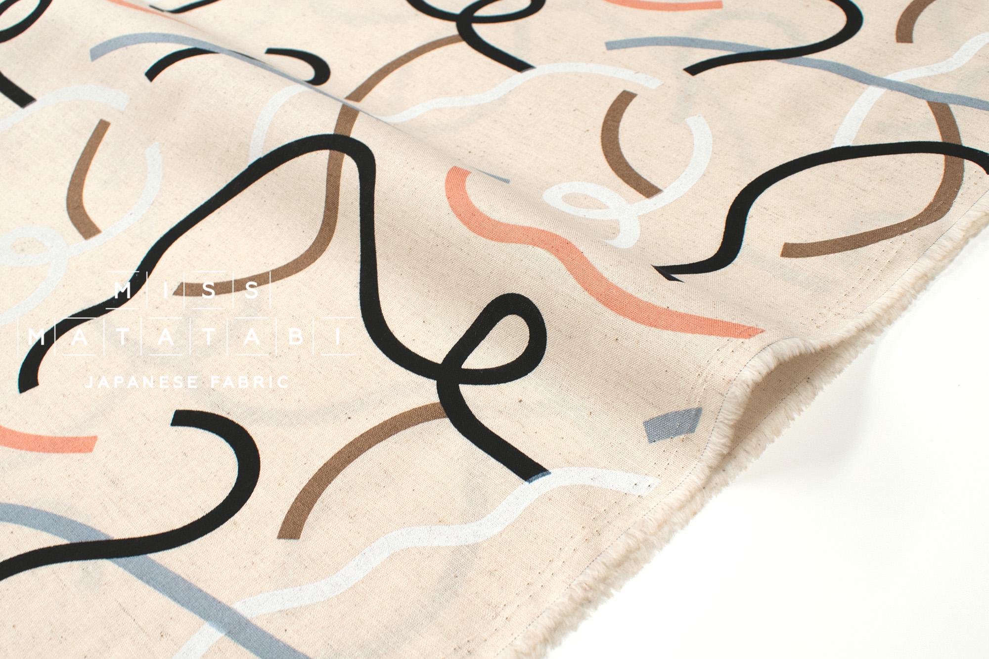 Japanese Fabric Yay Yay - peach, grey, black, white - 50cm