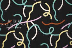 Japanese Fabric Yay Yay - black with pink, green, lemon, cream - 50cm