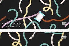 Japanese Fabric Yay Yay - black with pink, green, lemon, cream - 50cm