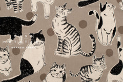 Japanese Fabric Sweet Kitty - taupe - 50cm