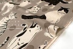 Japanese Fabric Sweet Kitty - taupe - 50cm