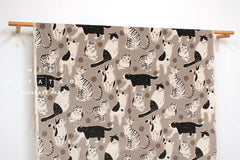 Japanese Fabric Sweet Kitty - taupe - 50cm