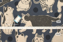 Japanese Fabric Sweet Kitty - blue - 50cm