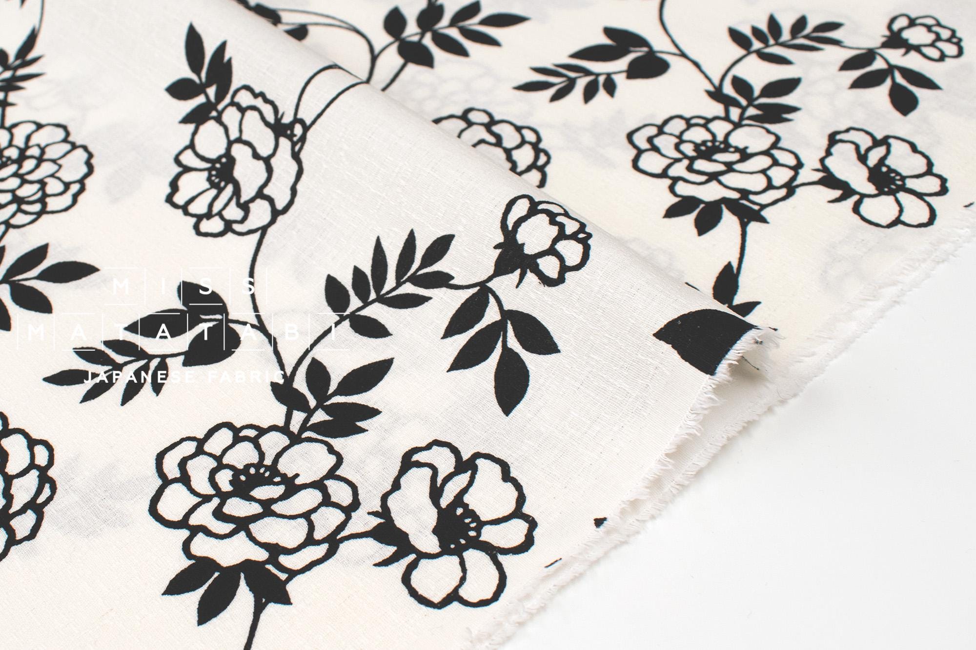 Japanese Fabric Misty - black and white - 50cm