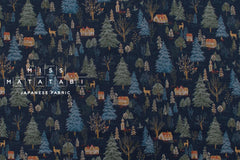 Japanese Fabric Sleepy Mountain Brushed Cotton - navy blue - 50cm