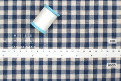 Japanese Fabric Yarn-Dyed Murazome Gingham Check - navy blue - 50cm