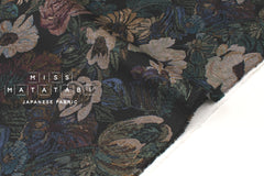 Japanese Fabric Vintage Floral Brushed Cotton - black - 50cm