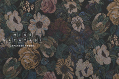 Japanese Fabric Vintage Floral Brushed Cotton - black - 50cm