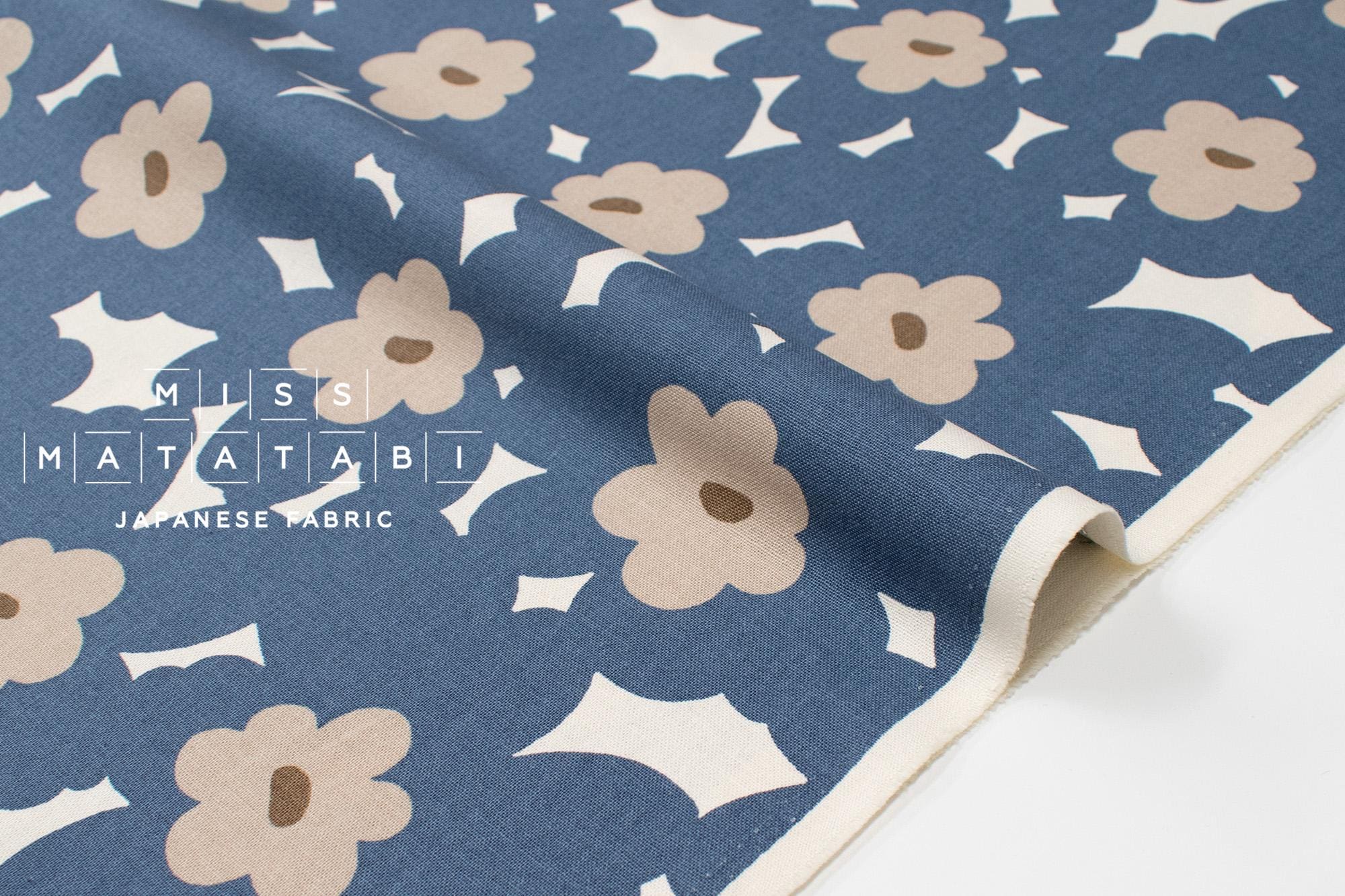 Japanese Fabric Akane Flowers - blue - 50cm