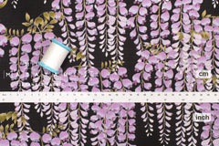 Japanese Fabric Fuji Wisteria Watercolor - black - 50cm