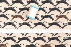 Japanese Fabric Neko Seigaiha Linen Blend - black - 50cm